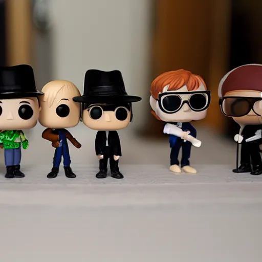 Image similar to abbey road members as funko pop toys, 4 k, very detailed