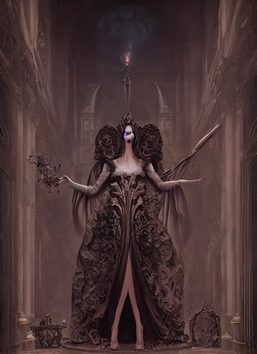 Prompt: hyper realistic photo of baroque dark luxury queen ethereal ghost full body, symmetric, rule of thirds, cinematic, greg rutkowski, brom, james gurney, mignola