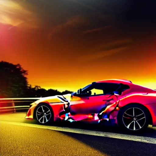 Image similar to a car toyota supra mark 3 A70 in middle of road, yokohama prefecture, city sunset night, cinematic color, photorealistic, highly detailed