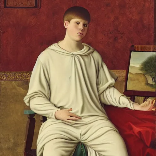 Image similar to portrait of yung lean renaissance style painting