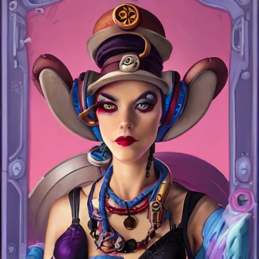 Image similar to lofi steampunk jinx from league of legends, Pixar style, by Tristan Eaton Stanley Artgerm and Tom Bagshaw.