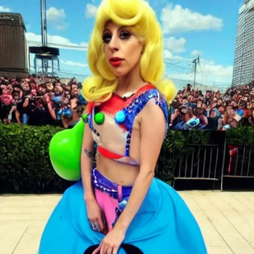 Image similar to lady gaga super mario cosplay