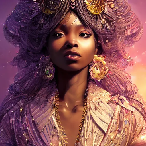 Prompt: the portrait of the absurdly beautiful, graceful, elegant, gorgeous, sensual black young anime goddess made of crystals, an ultrafine hyperdetailed illustration by kim jung gi, irakli nadar, reflective eyes, intricate linework, bright colors, octopath traveler, final fantasy, unreal engine 5 highly rendered, global illumination, radiant light, intricate environment 8 k