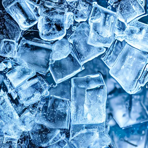 Prompt: Unknown Species Frozen in clear block of ice HDR