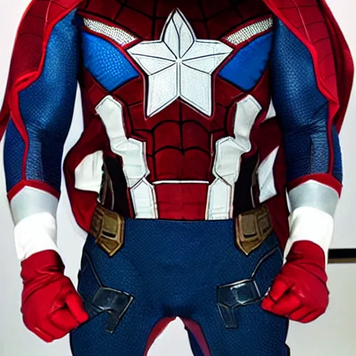 Image similar to captain america with spiderman mask, photo