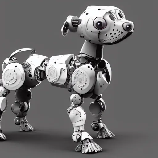 Image similar to robot dog design, render, art station trending