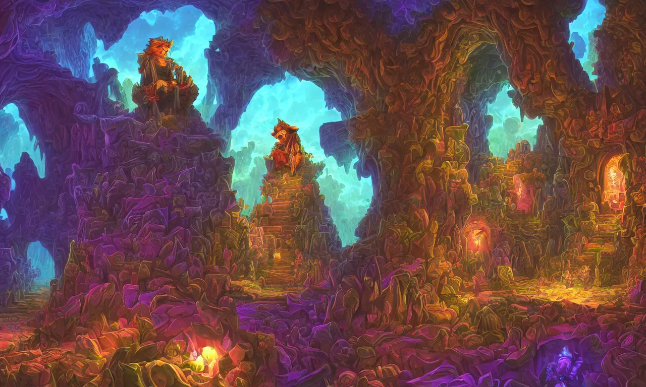 Image similar to large kerberos realm, wizard issues ticket close up, reading a directory, colorful ravine, 3 d art, digital illustration, perfect lighting