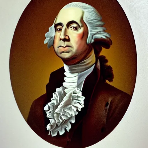 Image similar to nic cage as george washington, buff, painted portrait, highly detailed,