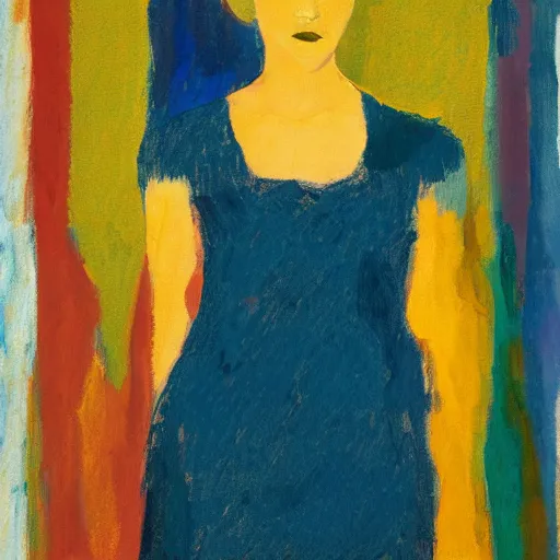 Prompt: Jennifer Lawrence. Oil on canvas portrait by Alex Jawlensky.