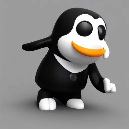 Image similar to 3D render of Tux, 8k, highly detailed, highly intricate, depth of field,