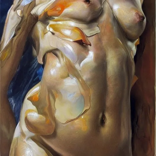 Prompt: body sculptured made by oil panting, volumetric. By jenny saville