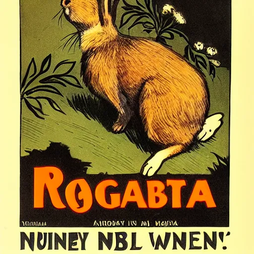 Image similar to a rabbit, propaganda poster, 1 9 1 0 s