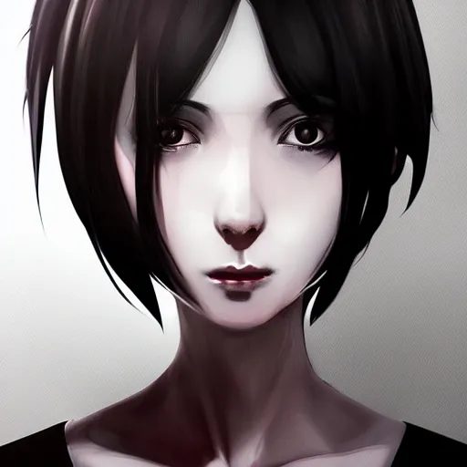 Prompt: heroine, beautiful, sui ishida with black hair, hyperrealistic, highly detailed, 8 k, a real photographic, digital art, character, realistic, full body portrait, symatrical, dark atmospheric lighting, artstation, symetric, lineart