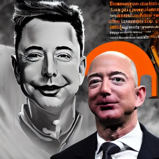 Prompt: Jeff Bezos eating tiny Elon Musk in a bowl