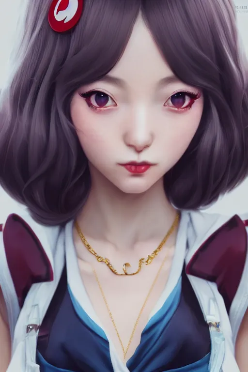 Image similar to a pin up and beautiful fashion charming dreamlke japan girl with lv jewelry, character art, art by wlop and and ilya kuvshinov, hyperdetailed, 8 k realistic, symmetrical, frostbite 3 engine, cryengine, dof, trending on artstation, digital art