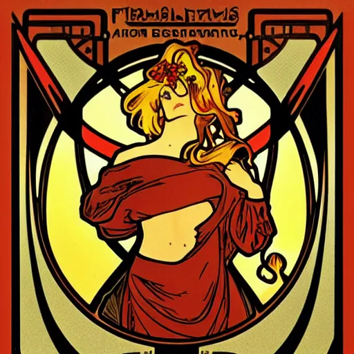 Image similar to minimalistic fire flames warning label art by alphonse mucha, smooth curves, behance