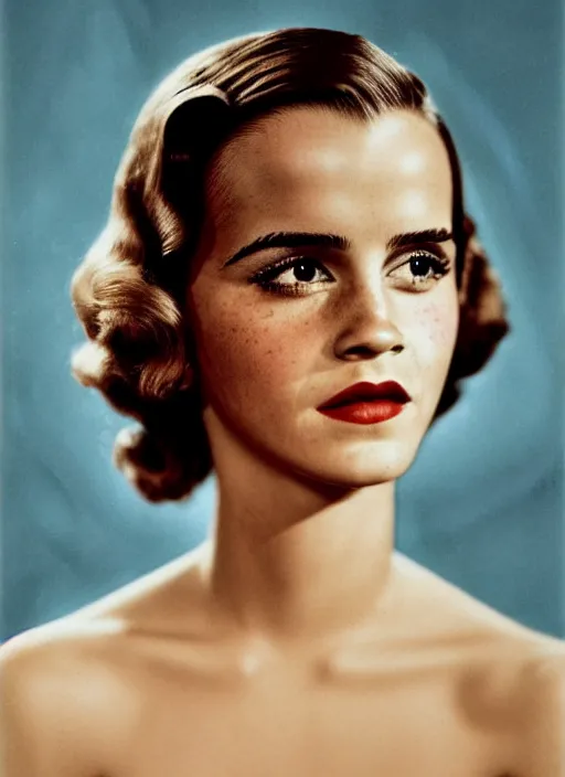 Image similar to Retro color photography 1940s portrait Hollywood headshot of Emma Watson