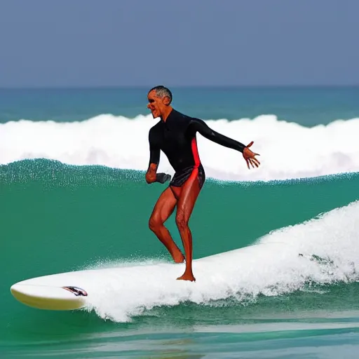 Image similar to barack obama surfing 1 0 0 0 foot wave with a margarita in his hand
