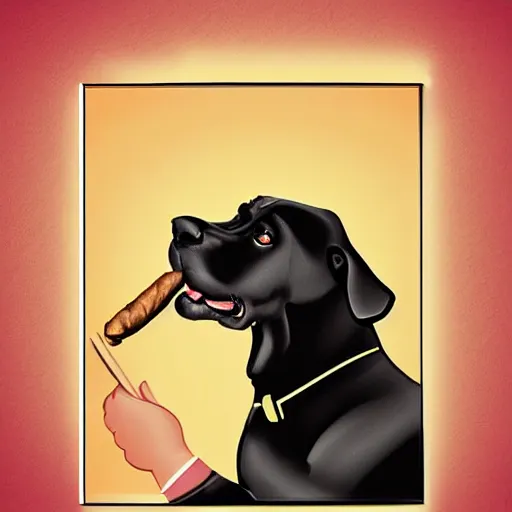 Prompt: rottweiler smoking a cigar, stylized, digital painting