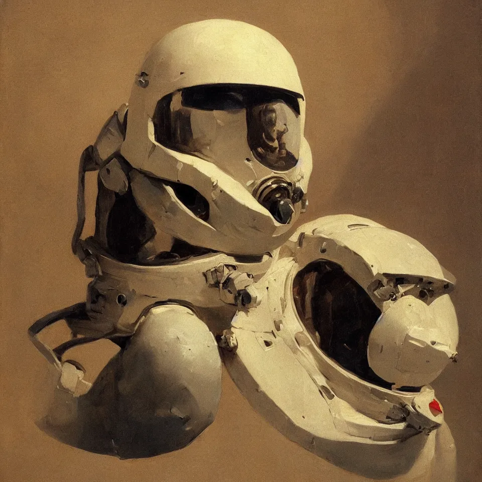 Image similar to a detailed bust of an astronaut helmet by camille corot, dynamic lighting, cinematic, epic composition, masterpiece