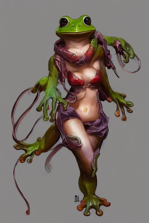 Image similar to Female cute frog for blade and soul concept art on a render by the artist Hyung tae Kim , Jiyun Chae, Joe Madureira, trending on Artstation by Hyung tae Kim, artbook, Stanley Artgerm Lau, WLOP, Rossdraws