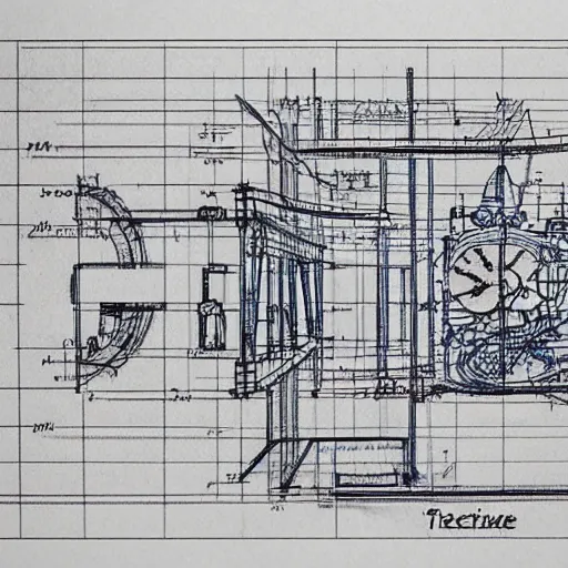 Image similar to An accurate blueprint design of a time machine