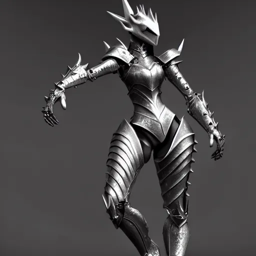 Image similar to highly detailed realistic stunning shot of a beautiful elegant anthropomorphic female dragon knightess doing a majestic pose, armor made of steel, sharp claws and tail, cloak flittering in the wind, high quality, HD octane render, epic cinematography, Artstation, Deviantart, Furaffinity