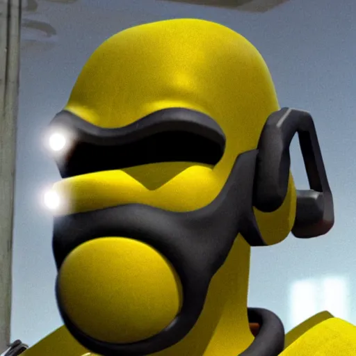 Image similar to a videogame still of Homer Simpson in Halo 3, portrait, 40mm lens, shallow depth of field, close up, split lighting, cinematic