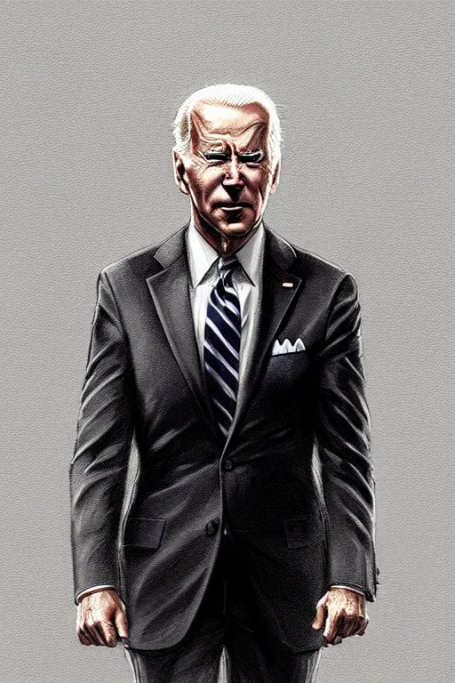 Prompt: Joe Biden, modern, hero, wearing a suit, highly detailed, digital painting, artstation, concept art, sharp focus, illustration, by greg rutkowski