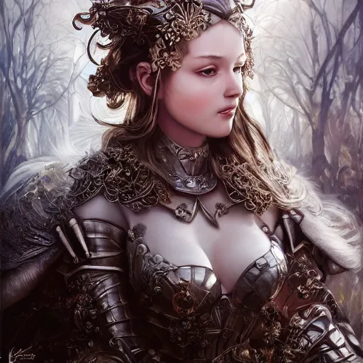Prompt: A masterpiece ultrarealistic ultradetailed portrait of a Incredibly beautiful angel armored princess knight with Iron mask. baroque renaissance girl in the forest. medium shot, intricate, elegant, highly detailed. trending on artstation, digital art, by Stanley Artgerm Lau, WLOP, Rossdraws, James Jean, Andrei Riabovitchev, Marc Simonetti, Yoshitaka Amano. background by James Jean and Gustav Klimt, light by Julie Bell, 4k, porcelain skin. BY ZDIZISLAW BEKSINSKI Cinematic concept art Greg Rutkowski.