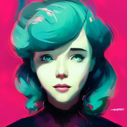 Prompt: a portrait of a friendly monster, in the style of artgerm, charlie bowater, atey ghailan and warhol, vibrant colors and hard shadows and strong rim light, plain background, comic cover art, trending on artstation