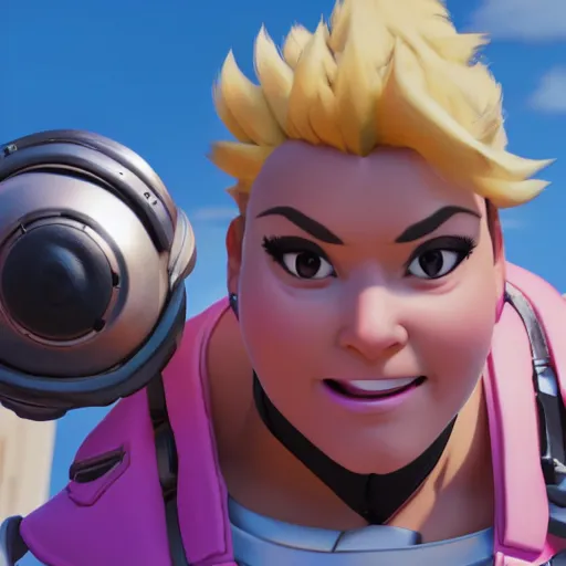 Image similar to a wholesome animation key shot of zarya from overwatch, close up, studio ghibli, pixar and disney animation, sharp, rendered in unreal engine 5, clear sky, anime key art by greg rutkowski, bloom, dramatic lighting