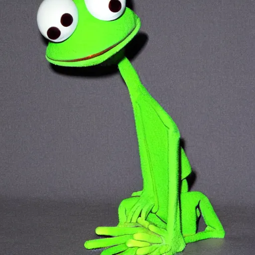 Image similar to pepe the frog as a muppet,