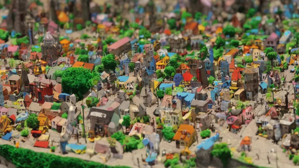 Image similar to A small city in a claymation style