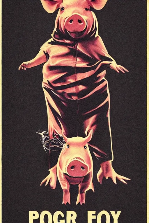Image similar to a poster for a horror movie about a pig 1984