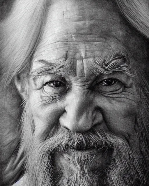 Prompt: pencil drawing of beautiful russian ded moroz, hyper realistic face, in the style of greg rutkowski, fantasy, amazing detail, epic, elegant, smooth, sharp focus, from the front