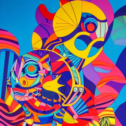 Image similar to modern sculpture visionary art color and shapes by tristan eaton and james jean, chiho aoshima color scheme