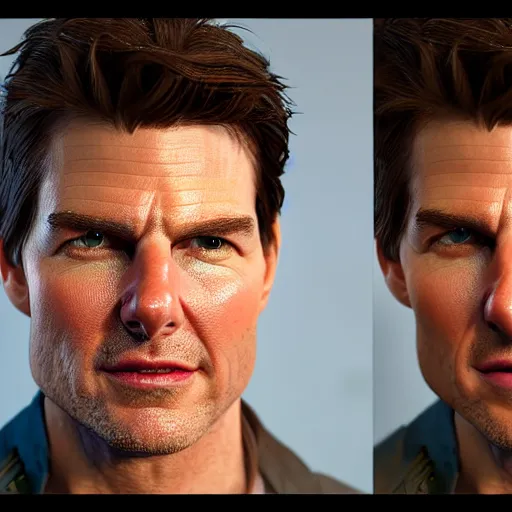 Prompt: a portrait of tom cruise, octane render, nvidia raytracing demo, detailed, 8 k, masterpiece