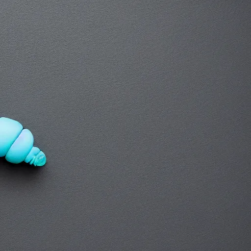 Image similar to studio photograph of a matte gray catterpillar with a neon blue head