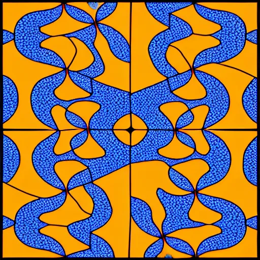 Prompt: the see horse valley, a penrose tiling, hyperbolic, fractal