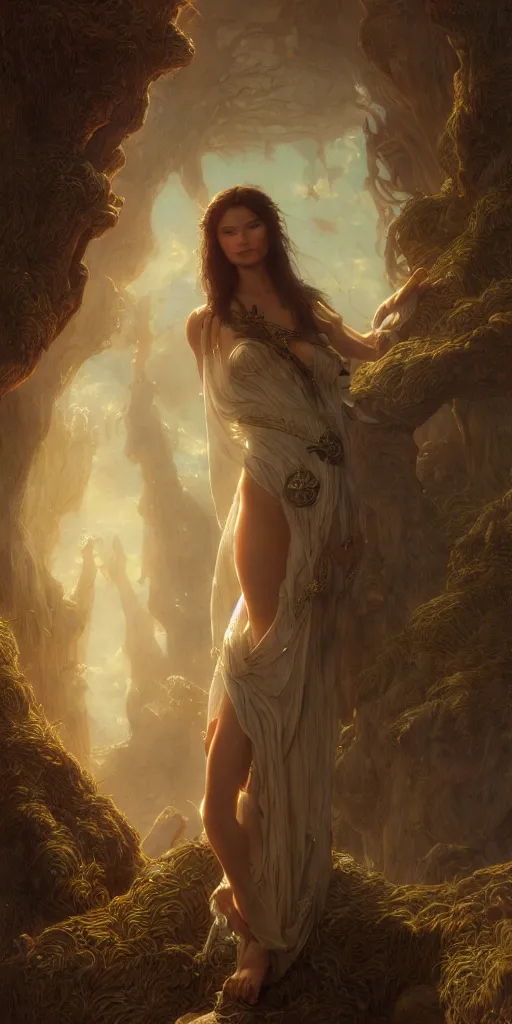 Prompt: virginie ledoyen, beautiful fantasy maiden, dungeons and dragons, masterpiece by edgar maxence and ross tran and michael whelan, gustav dore, 8 k, octane render