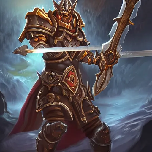 Image similar to Ares with heavy armor and sword, dark sword in Ares's hand, hearthstone art style, epic fantasy style art, fantasy epic digital art, epic fantasy card game art