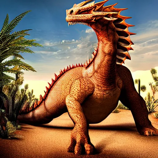 Image similar to a large desert dragon, hd photorealistic image