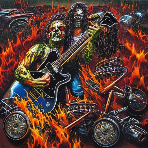 Image similar to thrash metal album cover in the style of stefan kostic, 1985, realistic, sharp focus, 8k high definition, insanely detailed, intricate, elegant