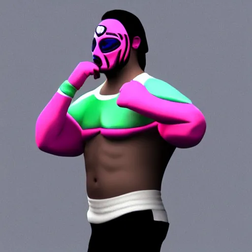 Prompt: 3d Miami VIce Luchador