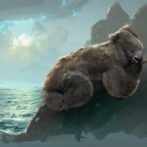 Prompt: sea koala digital art in the style of greg rutkowski and craig mullins, 4 k