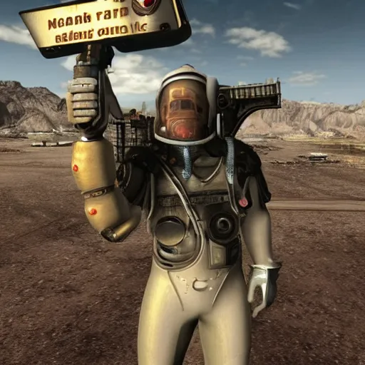 Prompt: Elon Musk as Mr. New Vegas in Fallout New Vegas