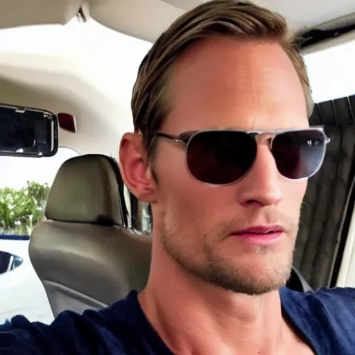 Image similar to alexander skarsgard taking a selfie