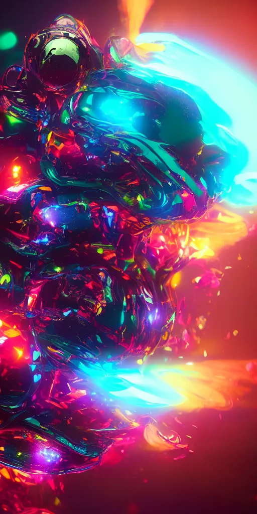 Prompt: dynamic explosive organic essence of pure beauty, octane render, airbrush gradient, colorful lighting, trending on artstation