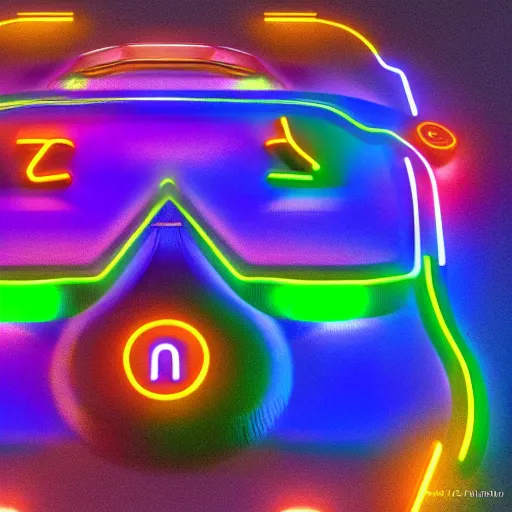 a mm 9 with neon decorations, futurism, 3 d,, Stable Diffusion